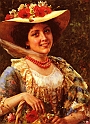 ANDREOTTI FEDERICO (1847-1930) - Cappello di Paglia con Papaveri